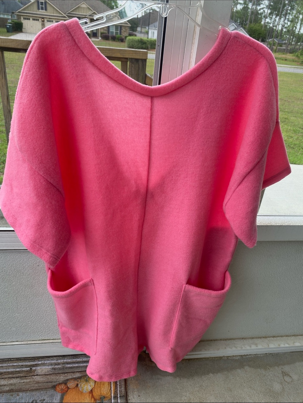 BUCKETLIST NWT Pink Short-Sleeve Romper wFront Pockets Super Soft Oversized Sz L